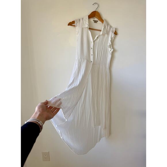 Anthropologie Yolanda Ivory Pleated Tunic Sleeveless Button Up Blouse Women's XS - Picture 5 of 10